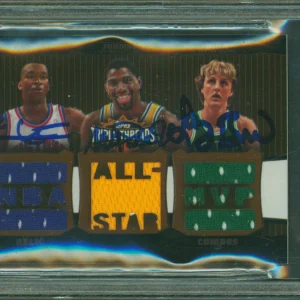 (3) Johnson, Bird & Thomas Signed '06 Topps Triple Threads Card Auto 10 BAS Slab
