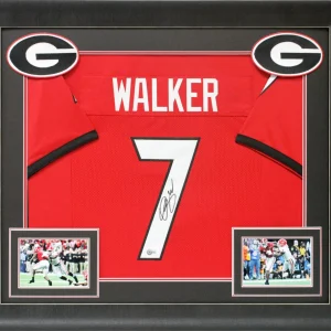 Georgia Quay Walker Authentic Signed Red Pro Style Framed Jersey BAS Witnessed
