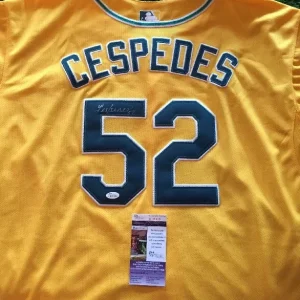 YOENIS CESPEDES OAKLAND ATHLETICS STUD Yellow SIGNED Jersey JSA/COA
