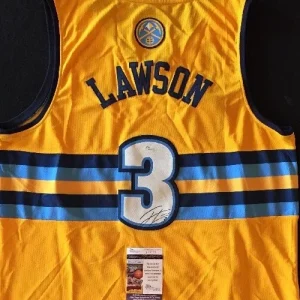 TY LAWSON DENVER NUGGETS YELLOW SIGNED Jersey JSA/COA NBA
