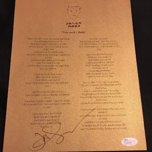 JASON MRAZ YOU AND I BOTH SIGNED LYRIC SHEET AUTOGRAPHED JSA COA
