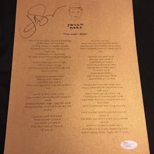 JASON MRAZ YOU AND I BOTH SIGNED LYRIC SHEET AUTOGRAPHED JSA COA
