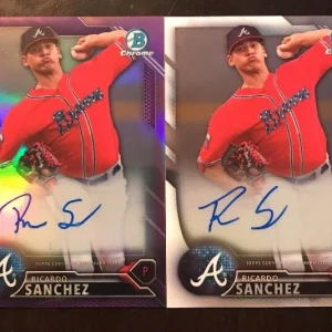 (2) 2016 BOWMAN CHROME RICARDO SANCHEZ PURPLE & BASE AUTO LOT /250 BRAVES
