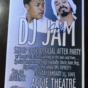 Snoop Dogg Signed DR. J & SNOOP DJ JAM SHOWPOSTER Autographed JSA/COA Q63440
