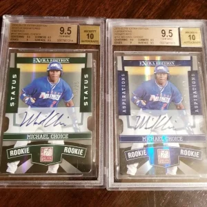 (2) 2010 Elite Extra MICHAEL CHOICE ASPIRATIONS/ EMRALD AUTO /25 /100 BGS LOT
