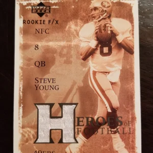 2001 UD ROOKIE FX HEROES OF FOOTBALL STEVE YOUNG GAME-USED JERSEY #HF-SY 49ers
