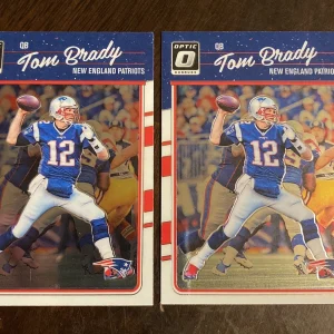 (2) 2016 Donruss Optic Tom Brady Patriots Buccaneers 1st Year Optic Base Lot
