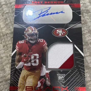 Trey Sermon 2021 Black FOTL Exclusive Ruby Rookie Patch Auto 13/15 Card #RSM-TS
