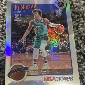 ?2019-20 NBA Hoops Premium Stock Ja Morant Tribute Prizm Silver RC SP Grizzlies
