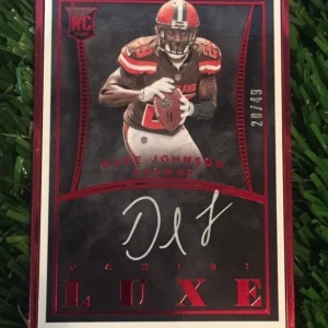 2015 Luxe Football Red Frame Duke Johnson Rookie Auto #ED /49 Browns
