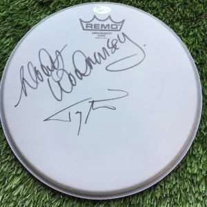 Woody Woodmansey & TONY VISCONTI Signed Autograph 8" Drum Head JSA COA
