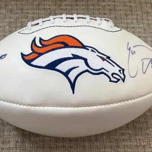 WES WELKER @ ERIC DECKER SIGNED WHITE PANEL DENVER BRONCOS FOOTBALL JSA COA
