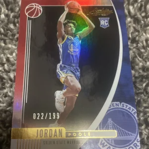 ?JORDAN POOLE 2019-20 ABSOLUTE MEMORABILIA RED ROOKIE CARD #'d /199!?WARRIORS!
