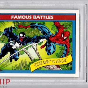 1990 Marvel Universe Spider-Man Vs Venom Trading Card Famous Battles PSA 10 #106
