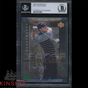 Justin Rose signed 2002 Upper Deck Rookie Card Beckett BAS Slabbed Auto C526