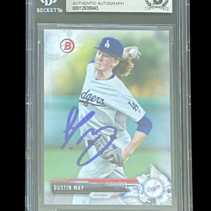 Dustin May signed 2017 Bowman Rookie Card Beckett BAS Slabbed Auto C697
