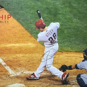 Chase Utley signed Canvas JSA COA Phillies 2008 WS Rare Auto All Star HOF K16
