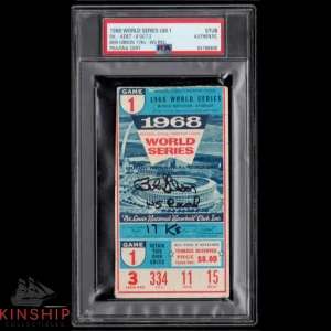 Bob Gibson signed 1968 World Series Game 1 Ticket PSADNA Inscribed Auto HOF C929
