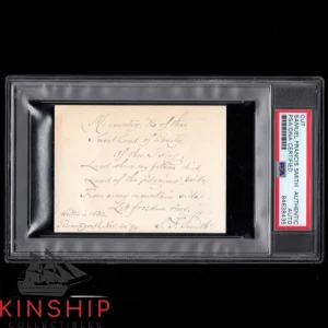 Samuel Francis Smith signed 3x4 Cut PSA DNA Slabbed Auto America Lyrics Rare K22
