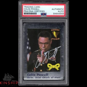 Colin Powell signed 1991 Desert Storm Silver Foil Card PSADNA Slabbed Auto C1081
