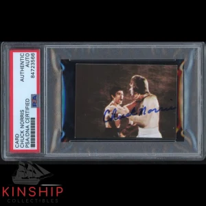 Chuck Norris signed 1974 Yamakatsu Card PSA DNA Slab Bruce Lee #56 Auto C1242
