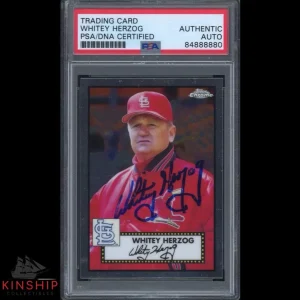 Whitey Herzog signed 2021 Topps Chrome Card PSA DNA Slabbed Auto Cardinals C1362

