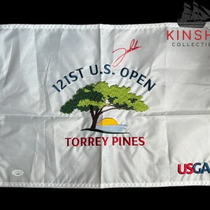 Jon Rahm signed 2021 US Open Torrey Pines Golf Pin Flag JSA COA Masters Auto G52
