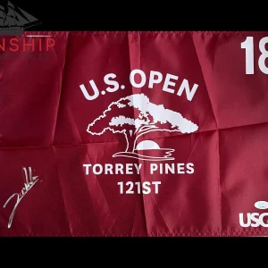 Jon Rahm signed 2021 US Open Torrey Pines Golf Pin Flag JSA COA Masters Auto G53
