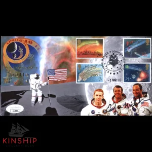 Edgar Mitchell signed Apollo 14 Space Stamped Cover JSA Moonwalker Auto Z1327
