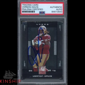 Vernon Davis signed 2008 Donruss Elite Trading Card PSA DNA Slabbed Auto C1741
