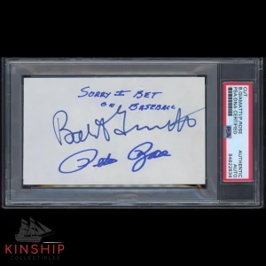 Pete Rose Bart Giamatti signed 3x5 Cut PSA DNA Slabbed Inscribed Auto HOF C1788
