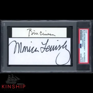 President Bill Clinton & Monica Lewinsky signed cut PSA DNA Slabbed Auto C1978