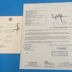 Lyndon B. Johnson 36th President Signed Auto White House Dinner Menu JSA COA