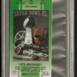 2006 NFL Super Bowl XL Hines Ward Steelers Seahawks Full Unused Ticket PSA 8
