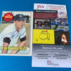 Tom Tresh Yankees 1969 Topps Card Signed Auto JSA COA

