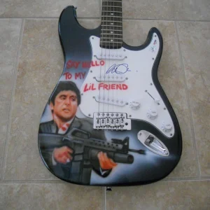 Al Pacino Scareface Airbrushed Signed Autographed Guitar PSA Certified
