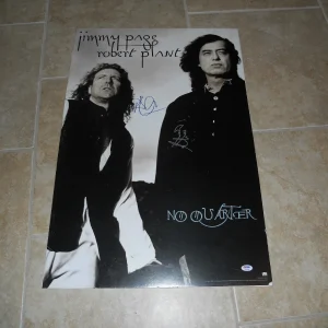 Led Zeppelin Robert Plant Jimmy Page Signed Autograph 20x30 Poster PSA Certified