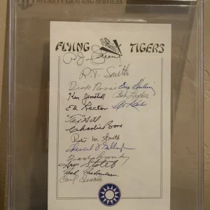 Flying Tigers Autographed Signed x 13 5.5"x8.5" Bookplate BAS Certified Slabbed