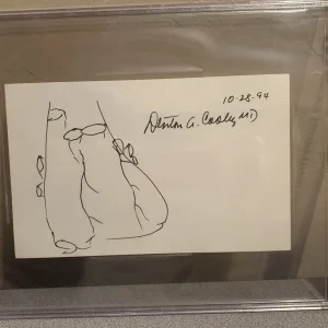 Denton Cooley Autographed Signed 5"x8" Cut & Heart Sketch Certified & Slabbed
