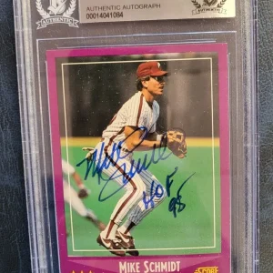 1988 SCORE MIKE SCHMIDT PHILLIES HOF 95 SIGNED AUTOGRAPHED CARD BECKETT AUTH **
