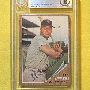 1962 TOPPS CARL SAWATSKI #106 AUTHENTIC AUTOGRAPH BECKETT CERTIFIED CARDINALS
