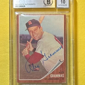 1962 TOPPS ALEX GRAMMAS #223 AUTHENTIC AUTOGRAPH BECKETT CERTIFIED GRADE 10
