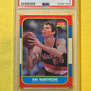 1986 FLEER KIKI VANDEWEGHE #117 PSA EX-MT 6 TRAIL BLAZERS
