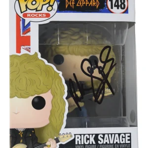 Rick Savage Def Leppard Signed Autograph Funko Pop Rocks #148 PSA/DNA COA