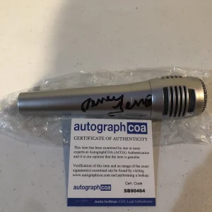 DENEY TERRIO SIGNED AUTOGRAPH MICROPHONE ACOA DANCE FEVER TV HOST