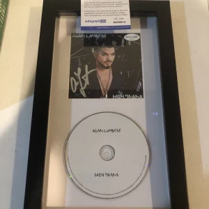ADAM LAMBERT SIGNED AUTOGRAPH FRAMED CD DISPLAY ACOA HIGH DRAMA QUEEN
