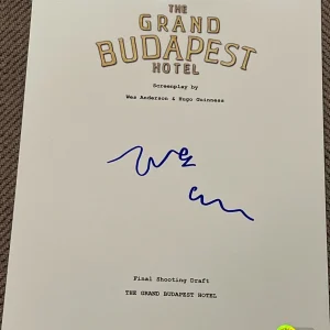 WES ANDERSON SIGNED AUTOGRAPH MOVIE SCRIPT GRAND BUDAPEST HOTEL BECKETT BAS E
