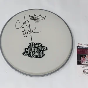 CARTER BEAUFORD SIGNED 10 INCH DRUMHEAD DAVE MATTHEWS BAND JSA COA
