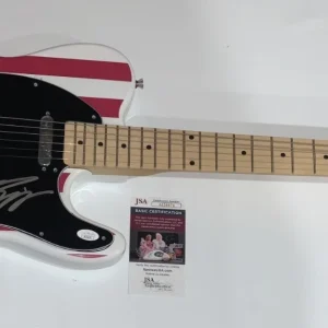 TOM KEIFER SIGNED USA FLAG ELECTRIC GUITAR CINDERELLA PROOF JSA COA
