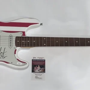 CHARLES WESLEY GODWIN SIGNED USA FLAG ELECTRIC GUITAR AUTOGRAPHED JSA COA